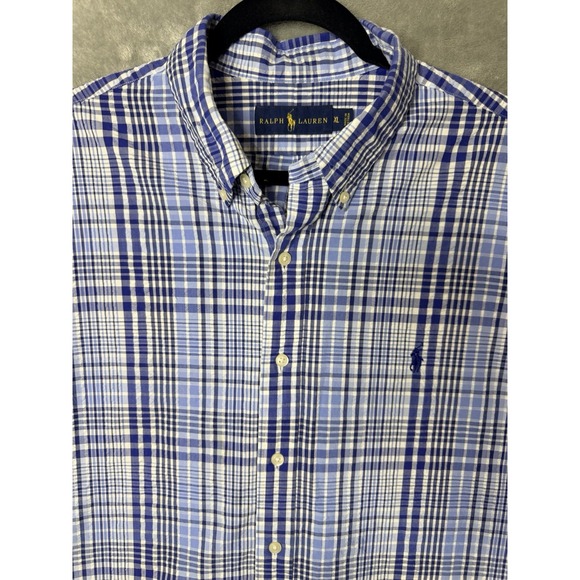 Ralph Lauren Other - Ralph Lauren Mens XL Blue White Plaid Short Sleeve Button Down Shirt Classic Fit